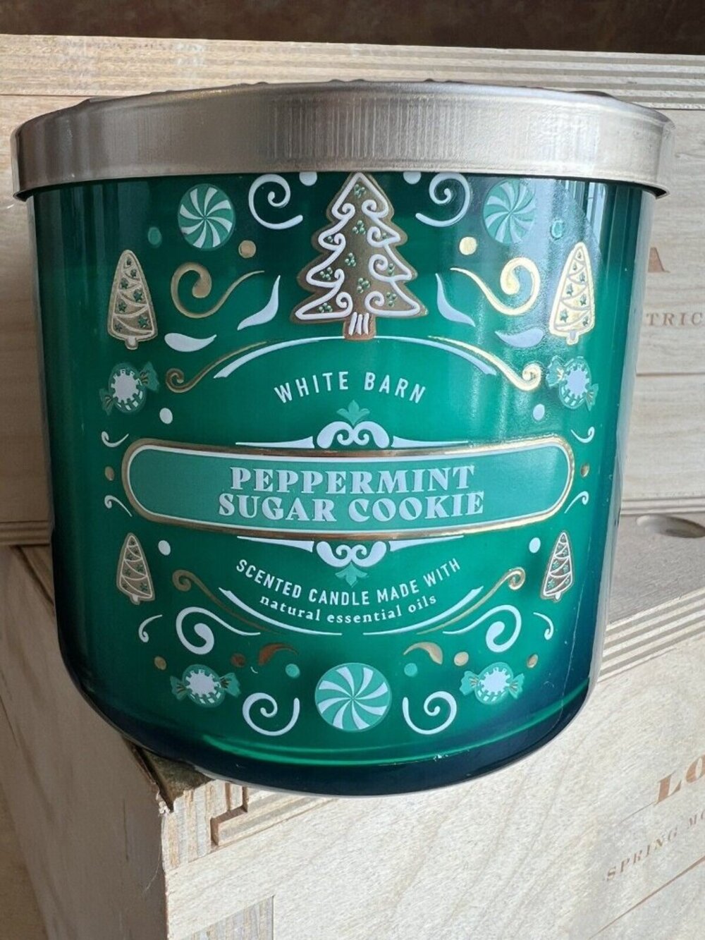 Bath & Body Works PEPPERMINT SUGAR COOKIE 3 Wick Scented Candle 14.5 oz NEW Jar